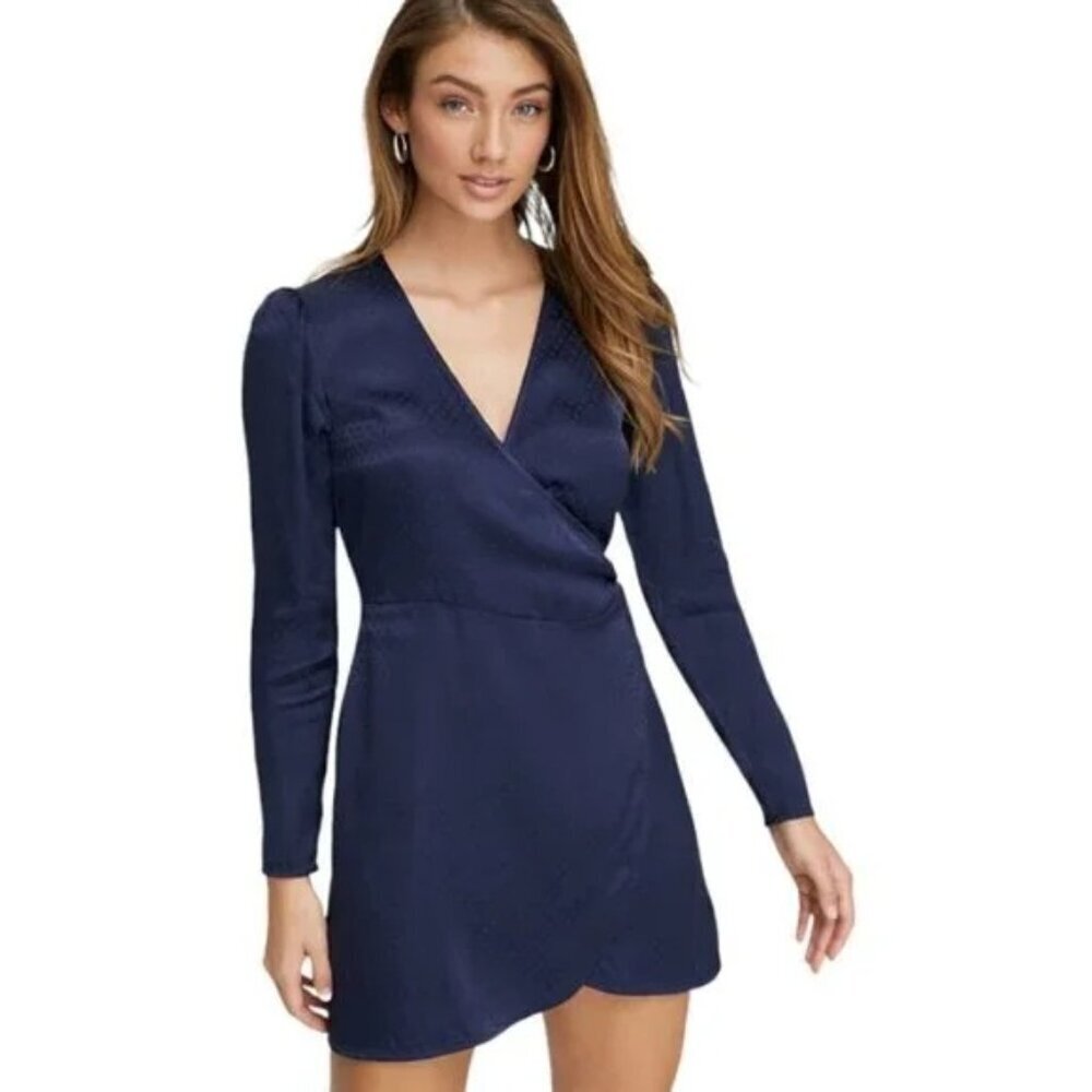 Aritzia Wilfred Callie Navy Polka Dot Wrap Dress XS